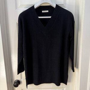 Black Merino Wool V-neck Tunic from WoolOvers - L